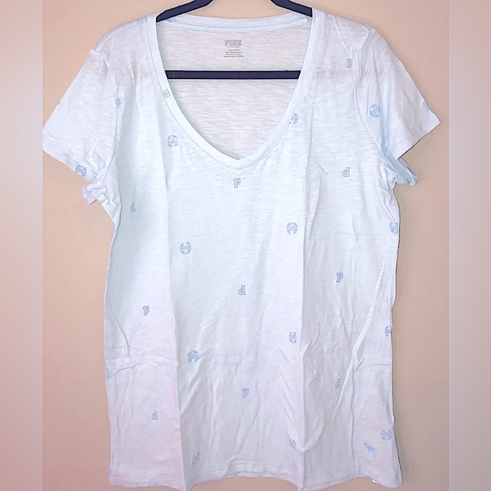 PINK Soft Campus Light Blue Slub T-Shirt xS